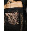 imageMakeMeChic Womens Cheetah Print Top Off The Shoulder Bell Sleeve Tops Mesh Lettuce Trim Y2K Cropped Tee ShirtLace
