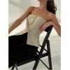 imageMakeMeChic Womens Metallic 3D Flower Strapless Tube Top Sleeveless Split Bandeau TopsApricot