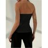 imageMakeMeChic Womens Metallic 3D Flower Strapless Tube Top Sleeveless Split Bandeau TopsBlack
