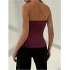 imageMakeMeChic Womens Metallic 3D Flower Strapless Tube Top Sleeveless Split Bandeau TopsBurgundy