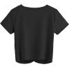 imageMakeMeChic Womens Summer Crop Top Solid Short Sleeve Twist Front Tee TShirtBlack