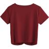 imageMakeMeChic Womens Summer Crop Top Solid Short Sleeve Twist Front Tee TShirtBurgundy