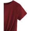 imageMakeMeChic Womens Summer Crop Top Solid Short Sleeve Twist Front Tee TShirtBurgundy