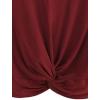 imageMakeMeChic Womens Summer Crop Top Solid Short Sleeve Twist Front Tee TShirtBurgundy
