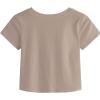 imageMakeMeChic Womens Summer Crop Top Solid Short Sleeve Twist Front Tee TShirtCamel
