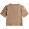 imageMakeMeChic Womens Summer Crop Top Solid Short Sleeve Twist Front Tee TShirtCamel Brown