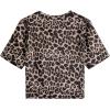 imageMakeMeChic Womens Summer Crop Top Solid Short Sleeve Twist Front Tee TShirtLeopard