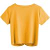imageMakeMeChic Womens Summer Crop Top Solid Short Sleeve Twist Front Tee TShirtYellow