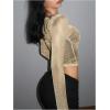 imageMakeMeChic Womens Y2K Crop Tops Metallic Boat Neck Mesh Long Sleeve Tops Club Tee ShirtsGold