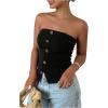 imageMakeMeChic Womens Metallic 3D Flower Strapless Tube Top Sleeveless Split Bandeau TopsBlack Solid