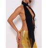 imageMakeMeChic Womens Cheetah Print Halter Top Y2K Tie Front Backless Club Going Out Tank TopsBlack