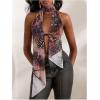 imageMakeMeChic Womens Cheetah Print Halter Top Y2K Tie Front Backless Club Going Out Tank TopsLeopard Multi