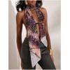 imageMakeMeChic Womens Cheetah Print Halter Top Y2K Tie Front Backless Club Going Out Tank TopsLeopard Multi