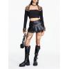 imageMakeMeChic Womens Cheetah Print Tops Y2K Cardigan Fuzzy Shrugs Open Front Long Sleeve Crop TopsBlack