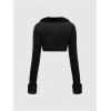 imageMakeMeChic Womens Cheetah Print Tops Y2K Cardigan Fuzzy Shrugs Open Front Long Sleeve Crop TopsBlack B