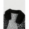 imageMakeMeChic Womens Cheetah Print Tops Y2K Cardigan Fuzzy Shrugs Open Front Long Sleeve Crop TopsGrey B