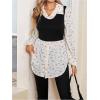imageMakeMeChic Womens Color Block Rib Knitted Collar Long Sleeve 2 in 1 Shirt Blouse Peplum TopsBlack B