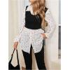 imageMakeMeChic Womens Color Block Rib Knitted Collar Long Sleeve 2 in 1 Shirt Blouse Peplum TopsBlack B