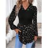 imageMakeMeChic Womens Color Block Rib Knitted Collar Long Sleeve 2 in 1 Shirt Blouse Peplum TopsBlack a