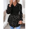imageMakeMeChic Womens Color Block Rib Knitted Collar Long Sleeve 2 in 1 Shirt Blouse Peplum TopsBlack a