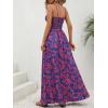 imageMakeMeChic Womens Floral Print Shirred Cami Dress Spaghetti Strap Sleeveless High Waist Flare Long DressBlue