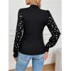 imageMakeMeChic Womens Leopard Print Long Sleeve Mock Neck Slim Fit Blouse Casual Shirt TopsBlack Floral