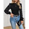 imageMakeMeChic Womens Leopard Print Long Sleeve Mock Neck Slim Fit Blouse Casual Shirt TopsBlack Floral