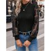 imageMakeMeChic Womens Leopard Print Long Sleeve Mock Neck Slim Fit Blouse Casual Shirt TopsBlack Solid