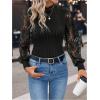 imageMakeMeChic Womens Leopard Print Long Sleeve Mock Neck Slim Fit Blouse Casual Shirt TopsBlack Solid