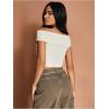 imageMakeMeChic Womens Off The Shoulder Tops Twist Front Going Out Tops Y2k Asymmetrical Crop TopsApricot