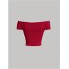 imageMakeMeChic Womens Off The Shoulder Tops Twist Front Going Out Tops Y2k Asymmetrical Crop TopsRed