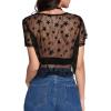 imageMakeMeChic Womens Star Sheer Mesh Crop Top Short Sleeve Cover UpBlack