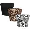 imageMakeMeChic Womens 3 Pcs Y2k Leopard Print Tube Tops Strapless Cheetah Print Crop TopMulticolor C