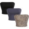 imageMakeMeChic Womens 3 Pcs Y2k Leopard Print Tube Tops Strapless Cheetah Print Crop TopMulticolor F