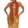 imageMakeMeChic Womens Cheetah Print Halter Top Y2K Tie Front Backless Club Going Out Tank TopsOrange