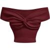 imageMakeMeChic Womens Off The Shoulder Tops Twist Front Going Out Tops Y2k Asymmetrical Crop TopsBurgundy