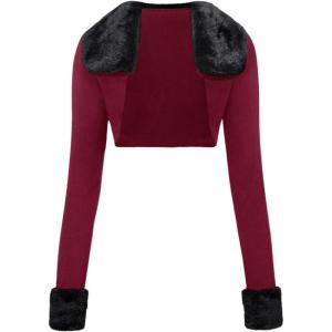 imageMakeMeChic Womens Cheetah Print Tops Y2K Cardigan Fuzzy Shrugs Open Front Long Sleeve Crop TopsRed