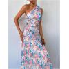 imageMakeMeChic Womens Casual Striped Cut Out One Shoulder Sleeveless High Waist Summer A Line Maxi DressesBlue a
