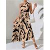 imageMakeMeChic Womens Casual Striped Cut Out One Shoulder Sleeveless High Waist Summer A Line Maxi DressesBrown