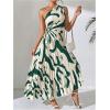 imageMakeMeChic Womens Casual Striped Cut Out One Shoulder Sleeveless High Waist Summer A Line Maxi DressesGreen
