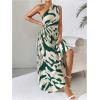 imageMakeMeChic Womens Casual Striped Cut Out One Shoulder Sleeveless High Waist Summer A Line Maxi DressesGreen
