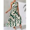 imageMakeMeChic Womens Casual Striped Cut Out One Shoulder Sleeveless High Waist Summer A Line Maxi DressesGreen