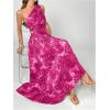imageMakeMeChic Womens Casual Striped Cut Out One Shoulder Sleeveless High Waist Summer A Line Maxi DressesHot Pink