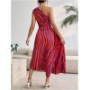 imageMakeMeChic Womens Casual Striped Cut Out One Shoulder Sleeveless High Waist Summer A Line Maxi DressesMulti a