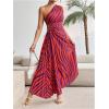 imageMakeMeChic Womens Casual Striped Cut Out One Shoulder Sleeveless High Waist Summer A Line Maxi DressesMulti a