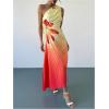 imageMakeMeChic Womens Casual Striped Cut Out One Shoulder Sleeveless High Waist Summer A Line Maxi DressesMulticolor