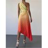 imageMakeMeChic Womens Casual Striped Cut Out One Shoulder Sleeveless High Waist Summer A Line Maxi DressesMulticolor