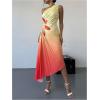 imageMakeMeChic Womens Casual Striped Cut Out One Shoulder Sleeveless High Waist Summer A Line Maxi DressesMulticolor
