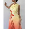 imageMakeMeChic Womens Casual Striped Cut Out One Shoulder Sleeveless High Waist Summer A Line Maxi DressesMulticolor