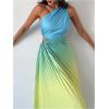 imageMakeMeChic Womens Casual Striped Cut Out One Shoulder Sleeveless High Waist Summer A Line Maxi DressesMulticolor a